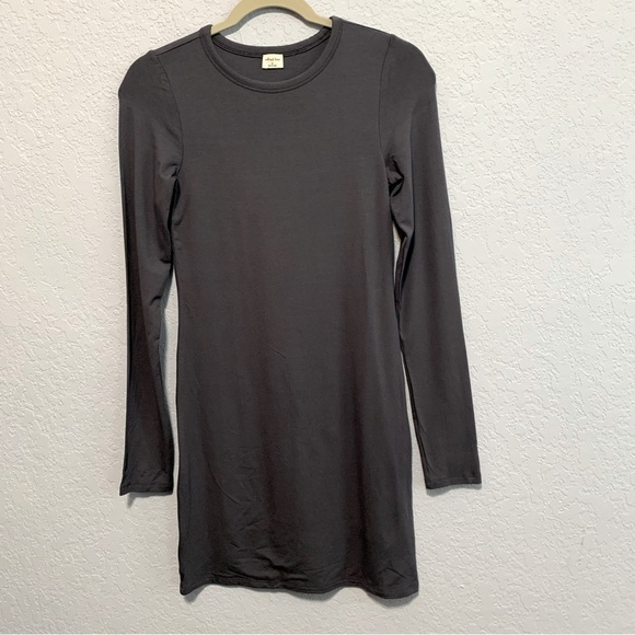 Wilfred Free Stayover Aritiza Gray Long Sleeve Bodycon Mini Dress - Picture 1 of 6